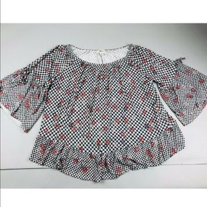 Style Co 3/4 Bell Sleeve Slits Floral Blouse SZ XL